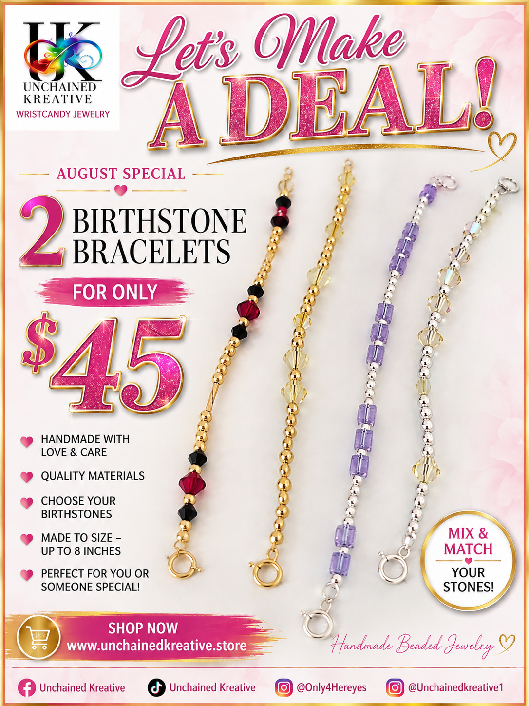 💎 2 Birthstone Bracelets